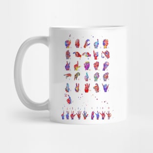 ASL sign language alphabet, Mug